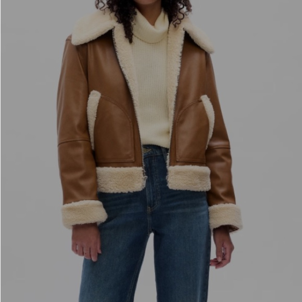 Vegan faux leather Sherpa jacket